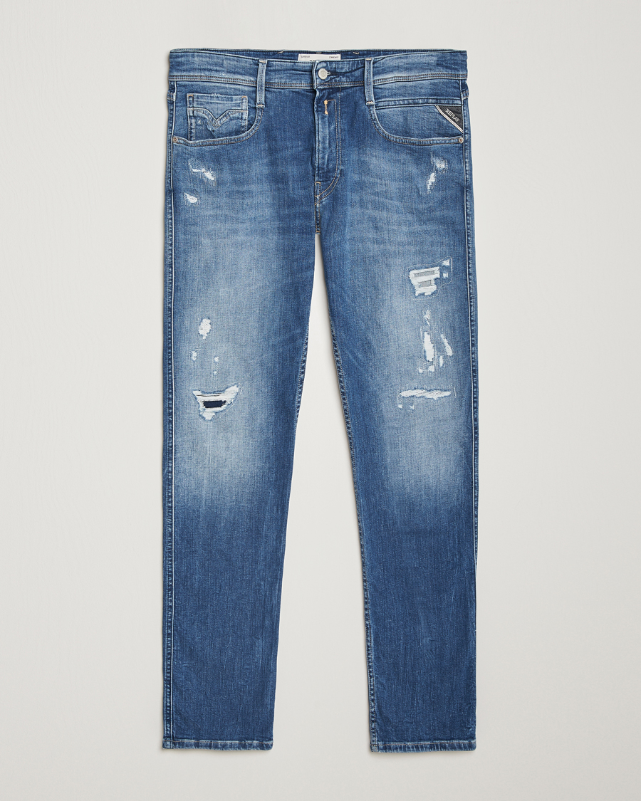 Hombres | Vaqueros | Replay | Anbass Distressed Super Stretch Jeans Medium Blue