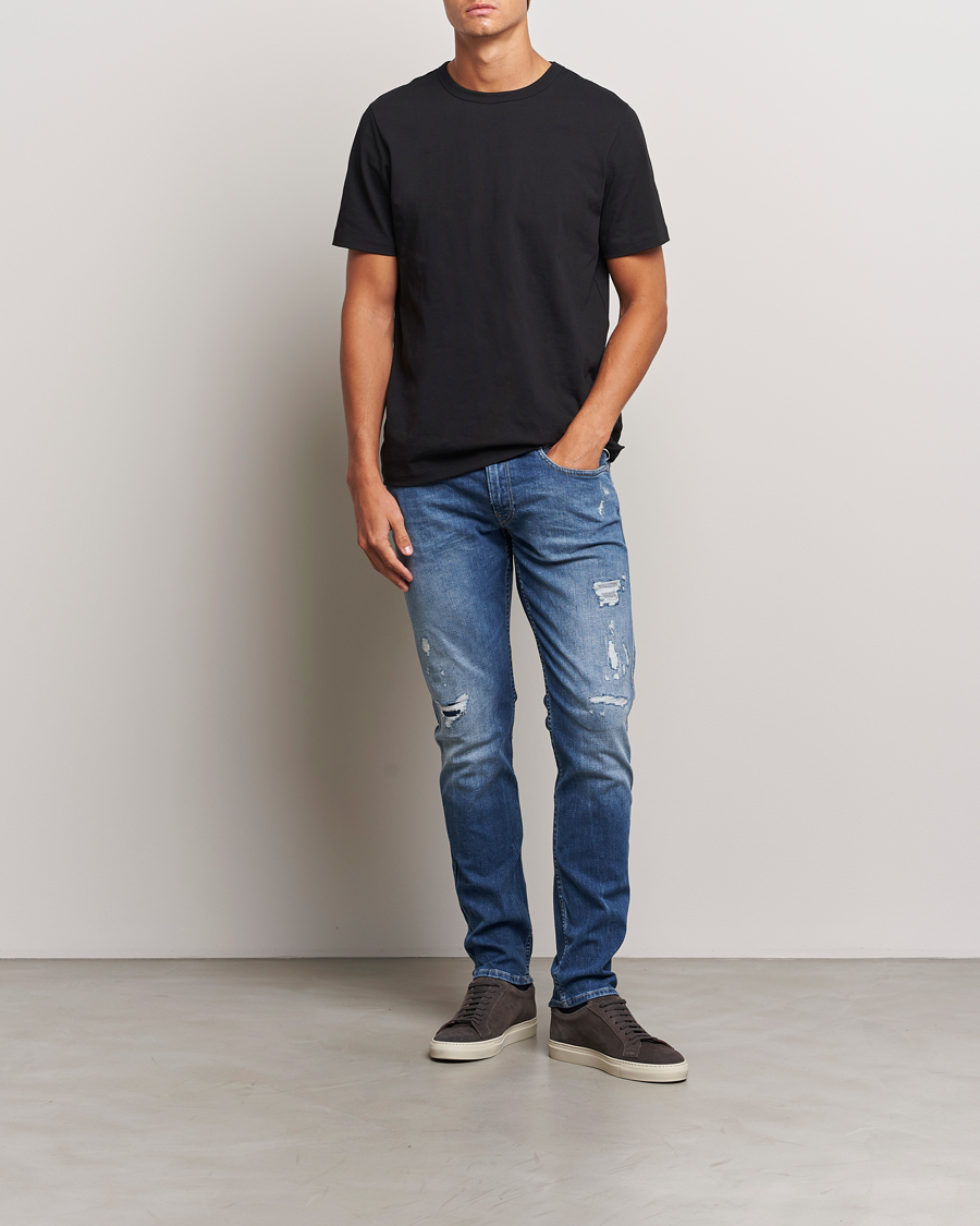 Hombres | Vaqueros | Replay | Anbass Distressed Super Stretch Jeans Medium Blue