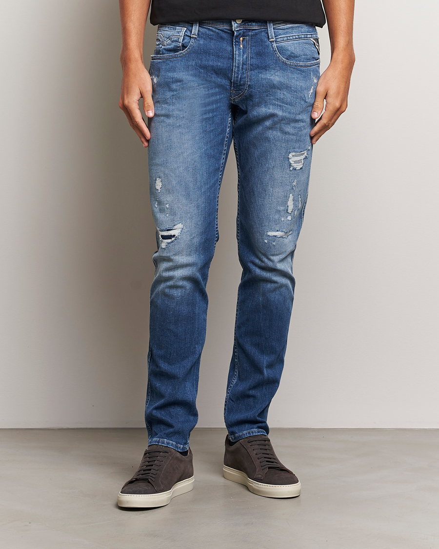 Hombres | Vaqueros | Replay | Anbass Distressed Super Stretch Jeans Medium Blue