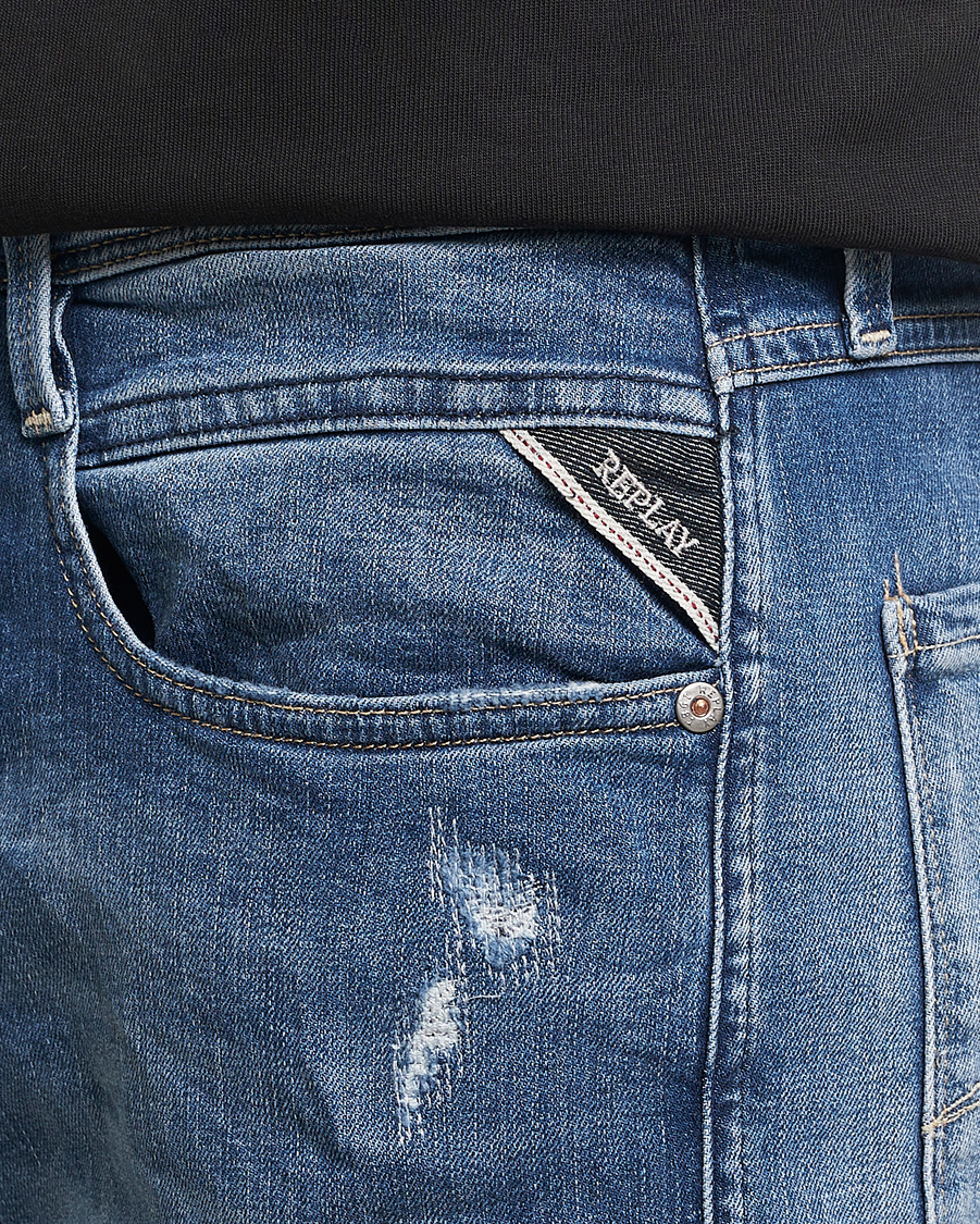 Hombres | Vaqueros | Replay | Anbass Distressed Super Stretch Jeans Medium Blue