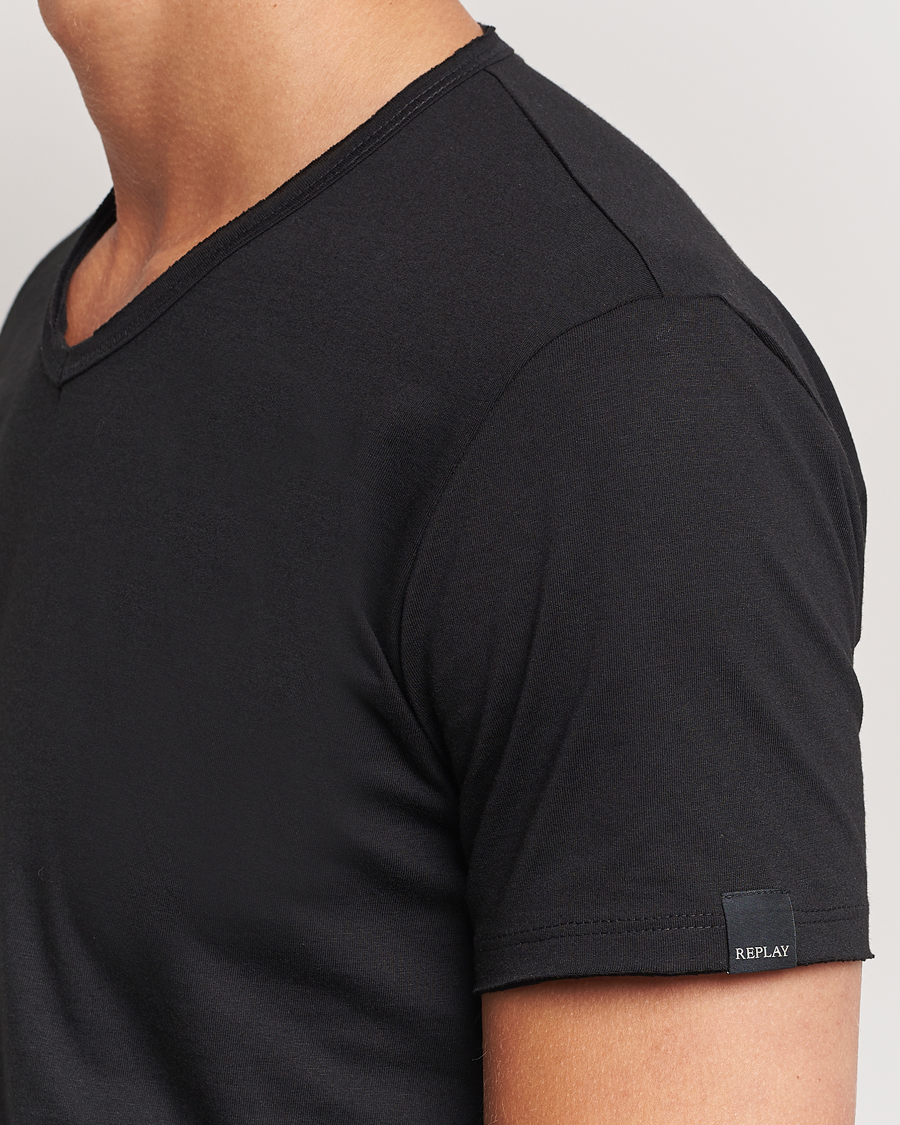 Hombres | Camisetas | Replay | V-Neck T-Shirt Black