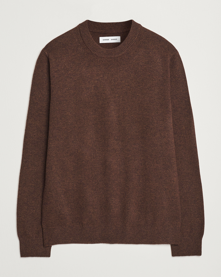 Hombres | Jerséis y prendas de punto | Samsøe Samsøe | Isak Knitted Crew Neck Chocolate Brown