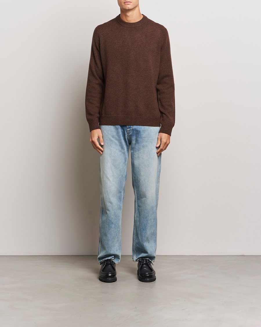 Hombres | Jerséis y prendas de punto | Samsøe Samsøe | Isak Knitted Crew Neck Chocolate Brown