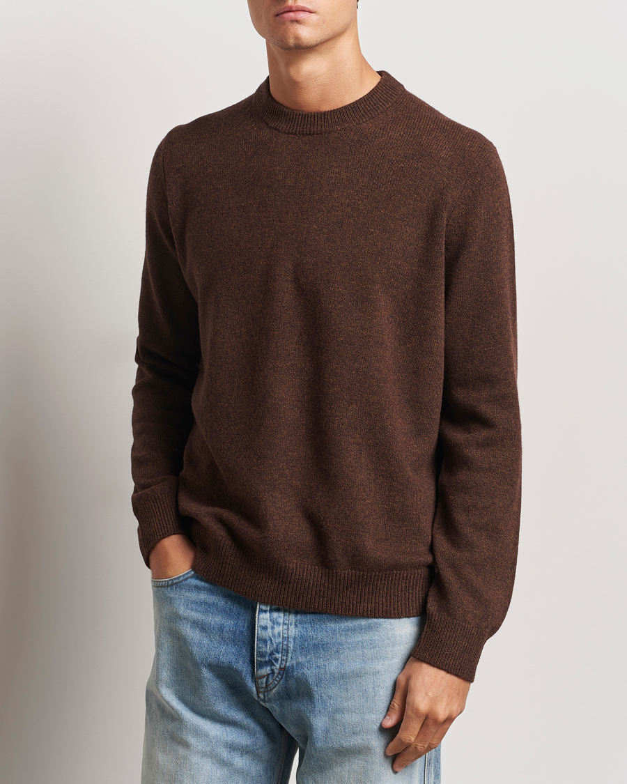 Hombres | Jerséis y prendas de punto | Samsøe Samsøe | Isak Knitted Crew Neck Chocolate Brown