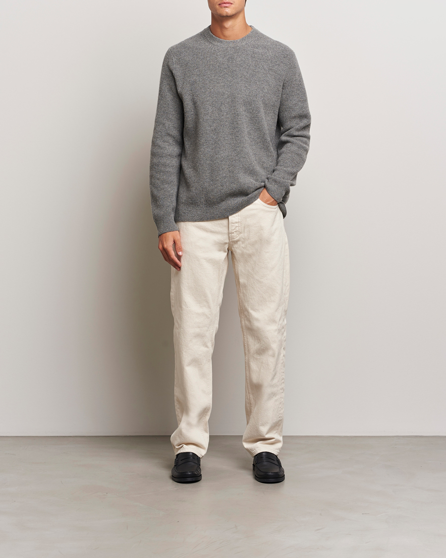 Hombres | Jerséis y prendas de punto | Samsøe Samsøe | Isaks Knitted Crew Neck Dark Grey Melange