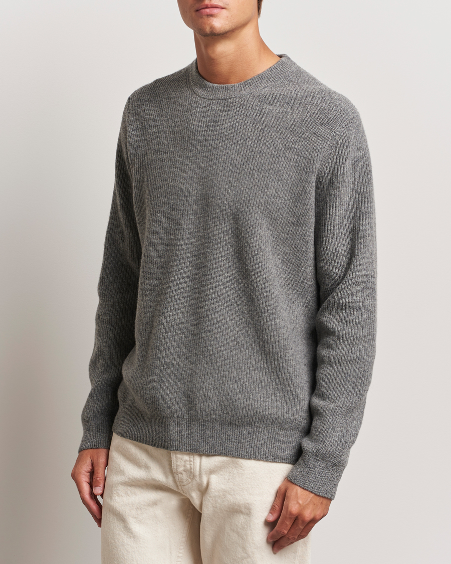Hombres | Jerséis y prendas de punto | Samsøe Samsøe | Isaks Knitted Crew Neck Dark Grey Melange