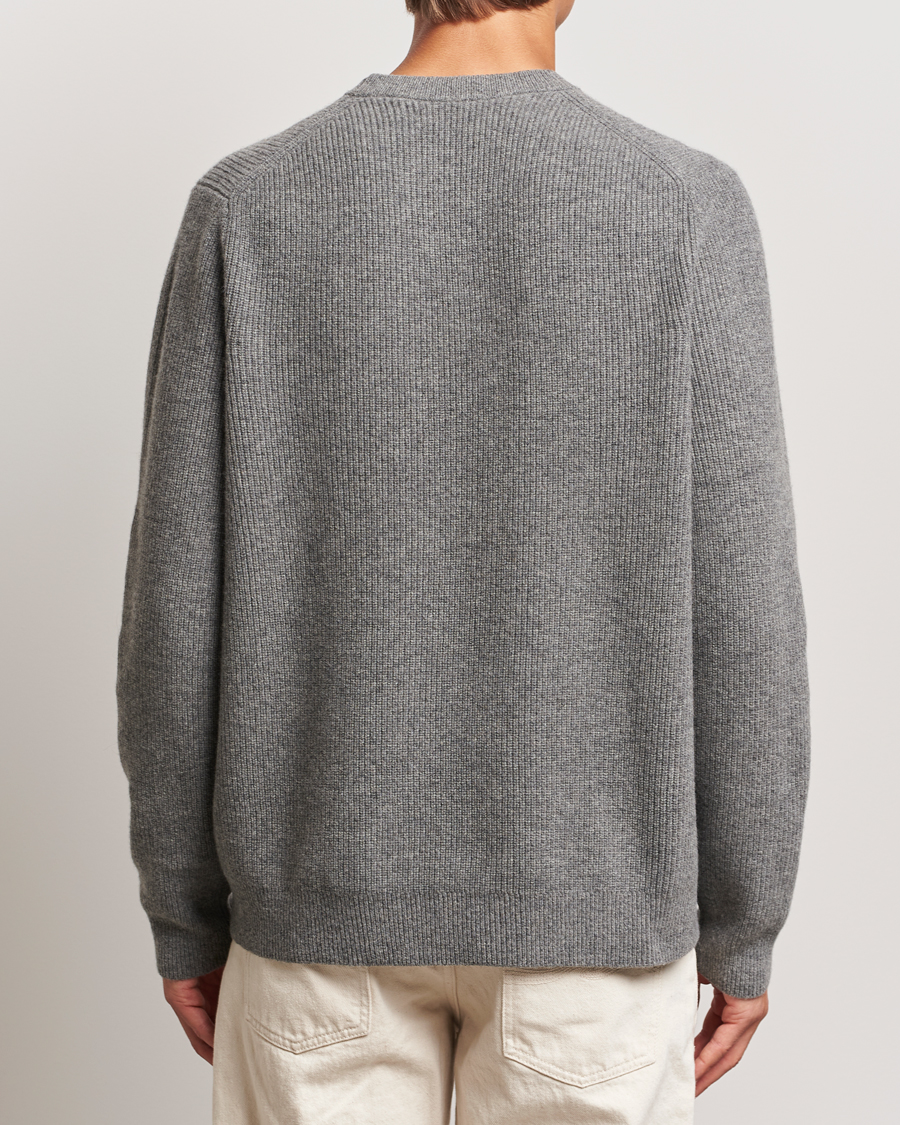 Hombres | Jerséis y prendas de punto | Samsøe Samsøe | Isaks Knitted Crew Neck Dark Grey Melange