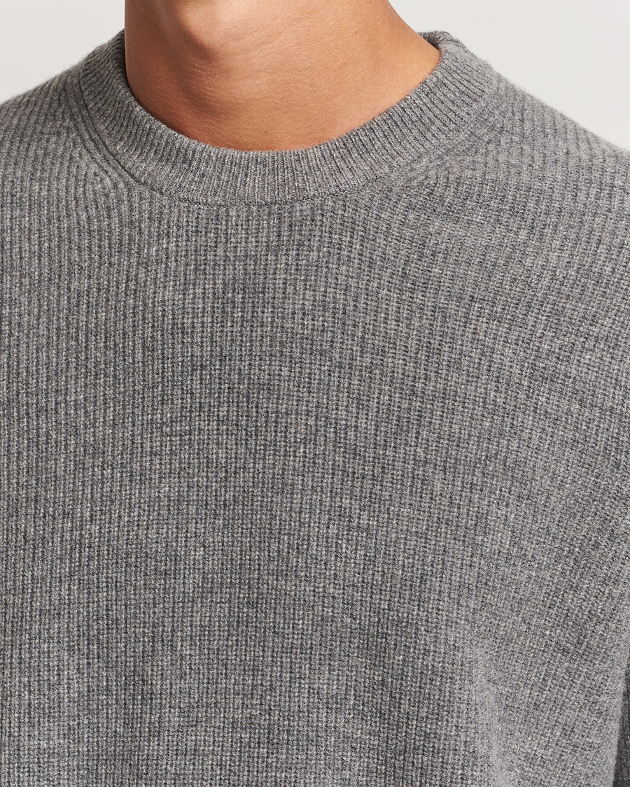 Hombres | Jerséis y prendas de punto | Samsøe Samsøe | Isaks Knitted Crew Neck Dark Grey Melange