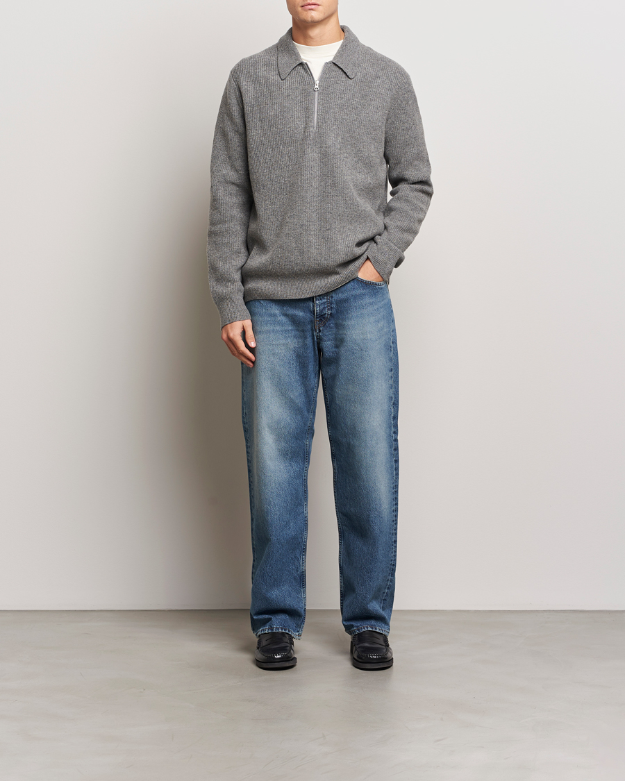 Hombres | Jerséis y prendas de punto | Samsøe Samsøe | Saisaks Half Zip Polo Dark Grey Melange