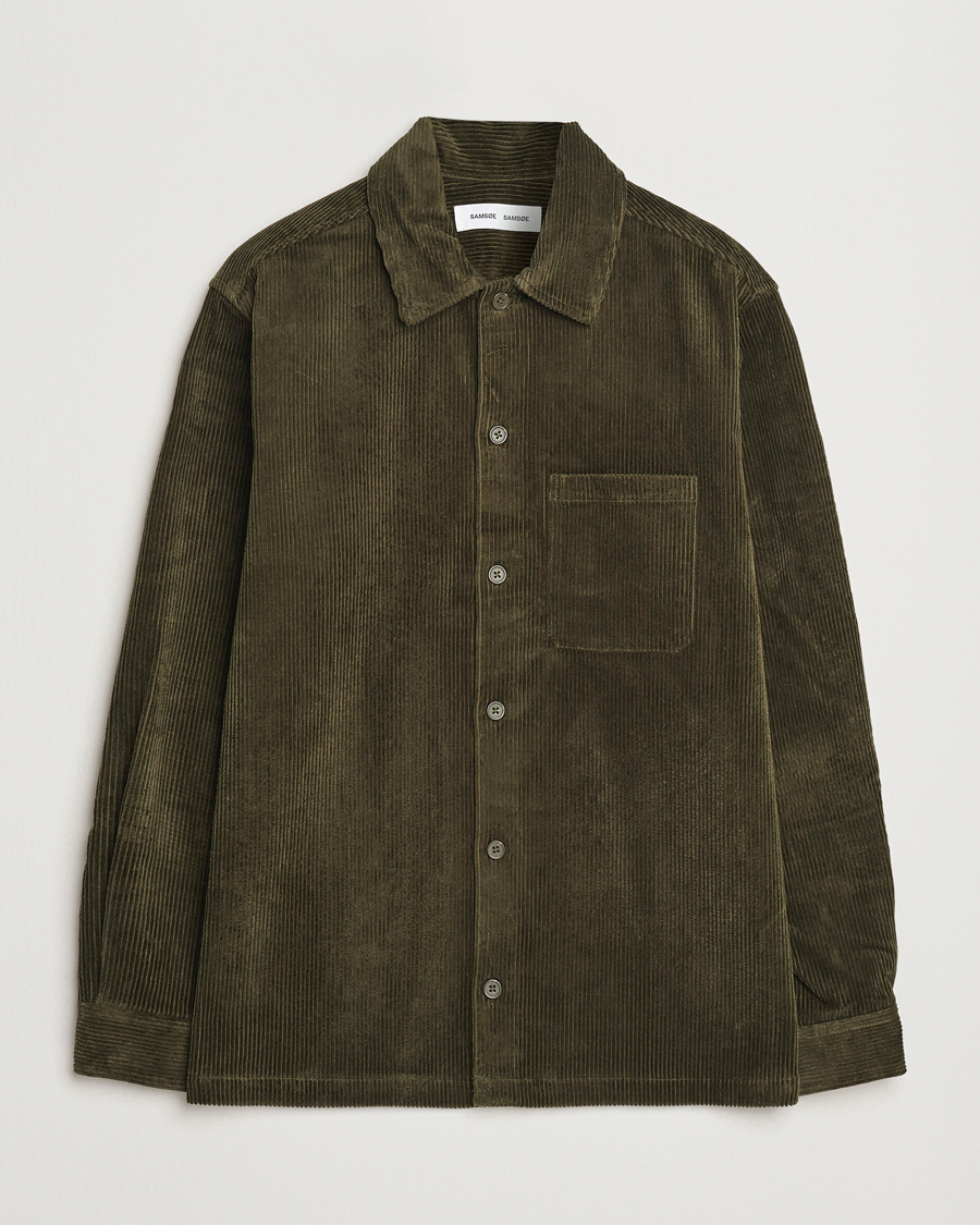Hombres | Camisas | Samsøe Samsøe | Damon Corduroy Overshirt Forest Night