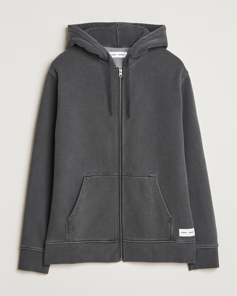 Hombres | Jerséis y prendas de punto | Samsøe Samsøe | Pigment Dyed Full Zip Hoodie Black