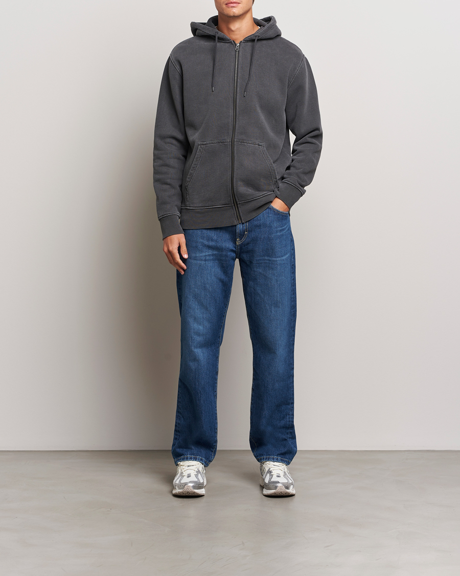 Hombres | Jerséis y prendas de punto | Samsøe Samsøe | Pigment Dyed Full Zip Hoodie Black