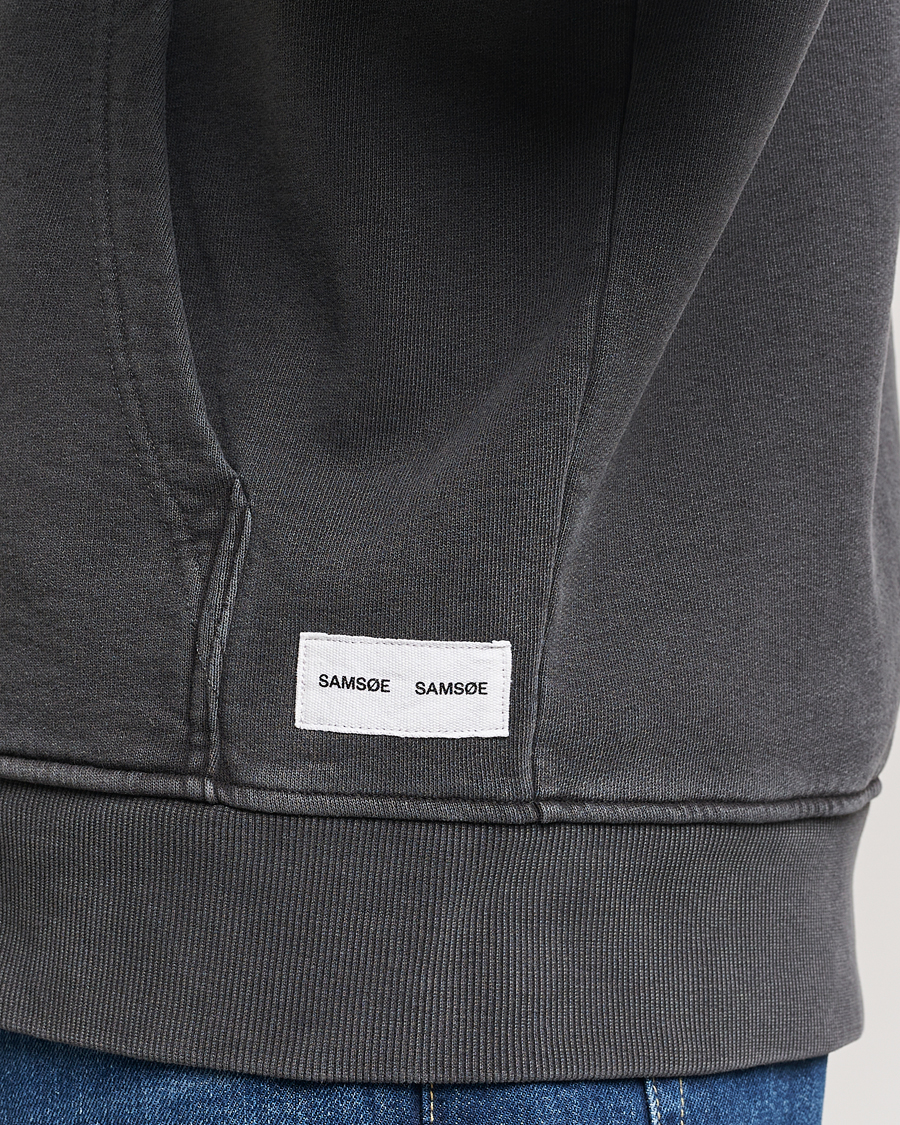 Hombres | Jerséis y prendas de punto | Samsøe Samsøe | Pigment Dyed Full Zip Hoodie Black