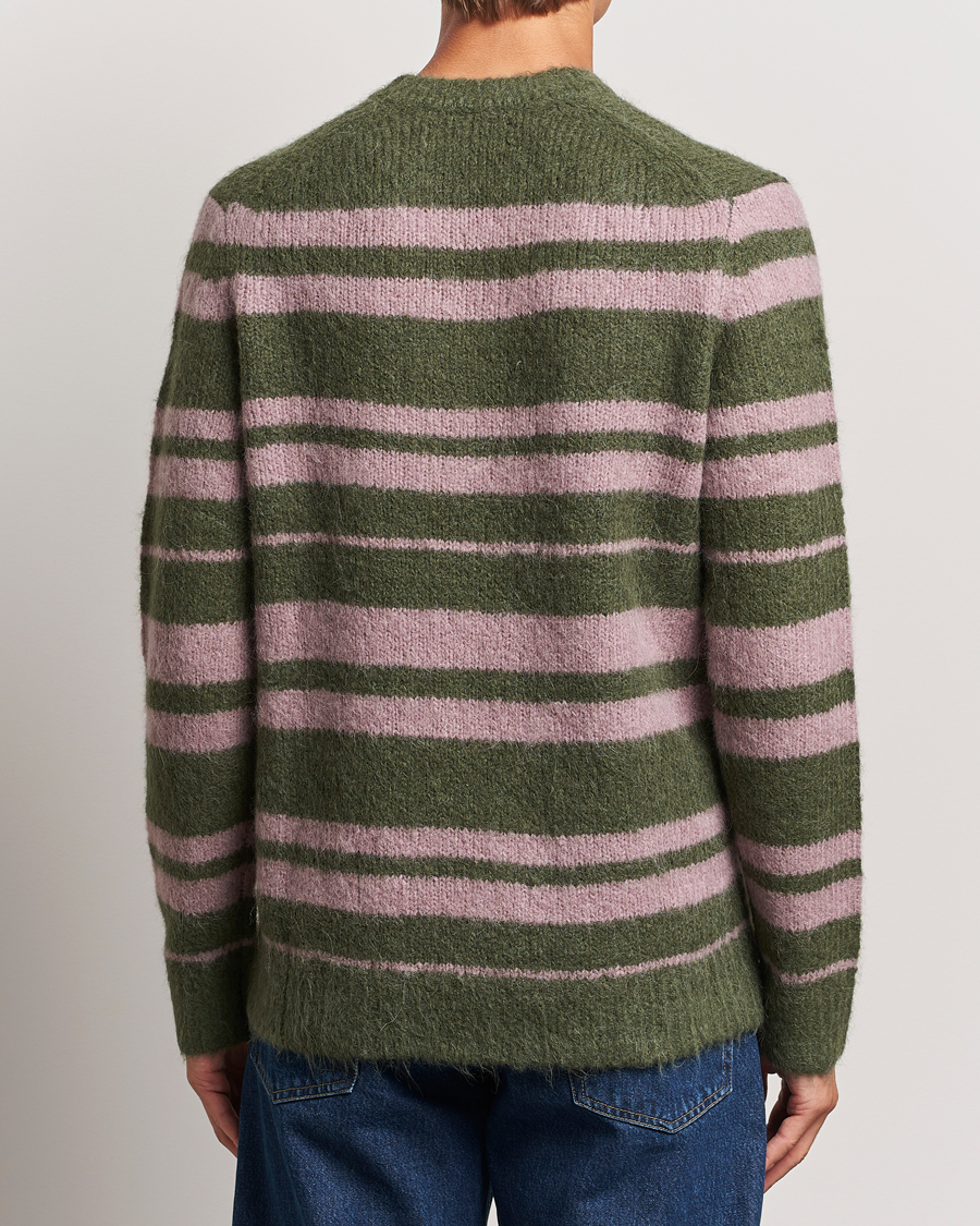 Hombres | Jerséis y prendas de punto | Samsøe Samsøe | Arin Mohair Striped Sweater Green/Pink