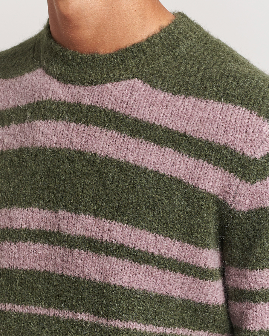 Hombres | Jerséis y prendas de punto | Samsøe Samsøe | Arin Mohair Striped Sweater Green/Pink