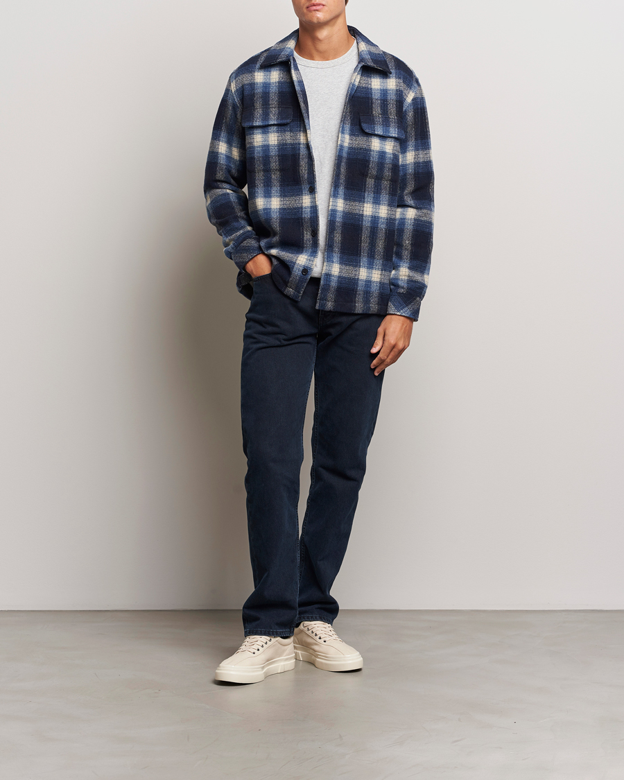 Hombres | Camisas | Samsøe Samsøe | Castor Checked Overshirt True Navy