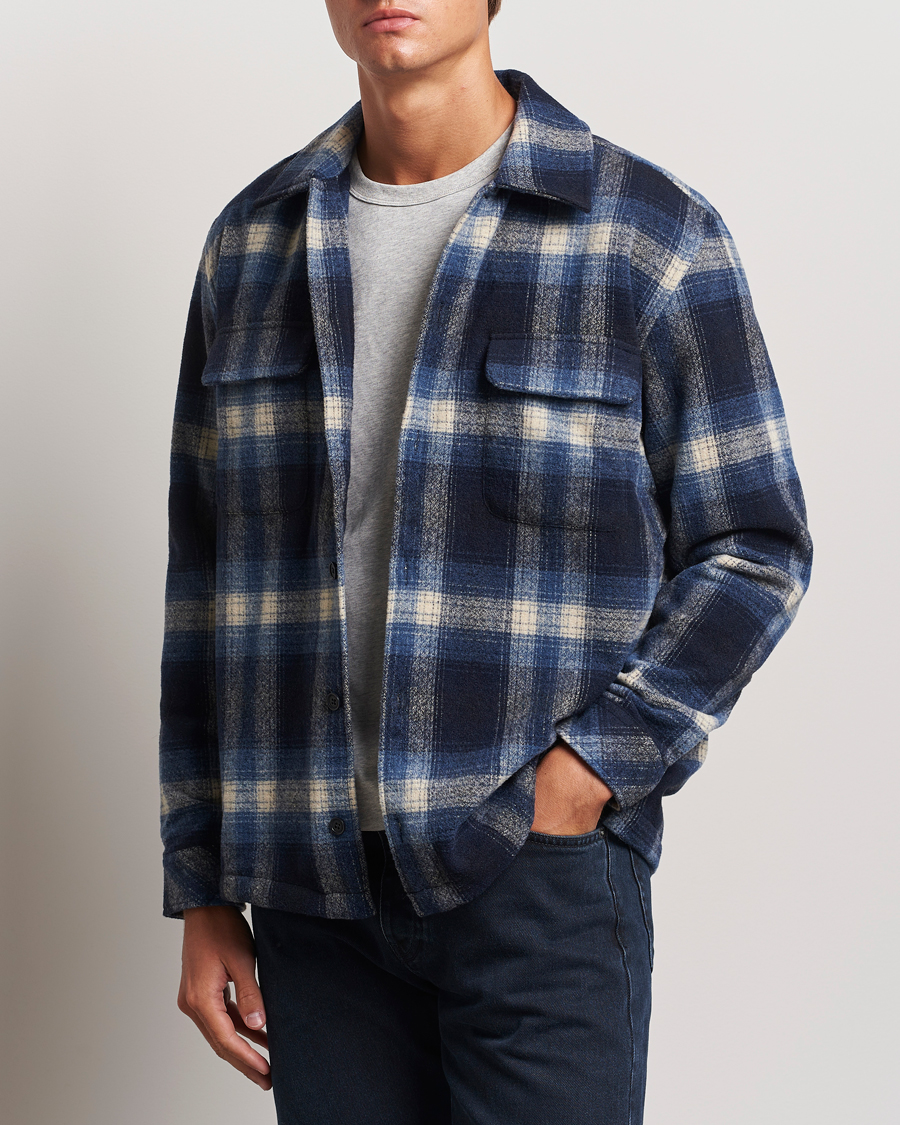 Hombres | Camisas | Samsøe Samsøe | Castor Checked Overshirt True Navy