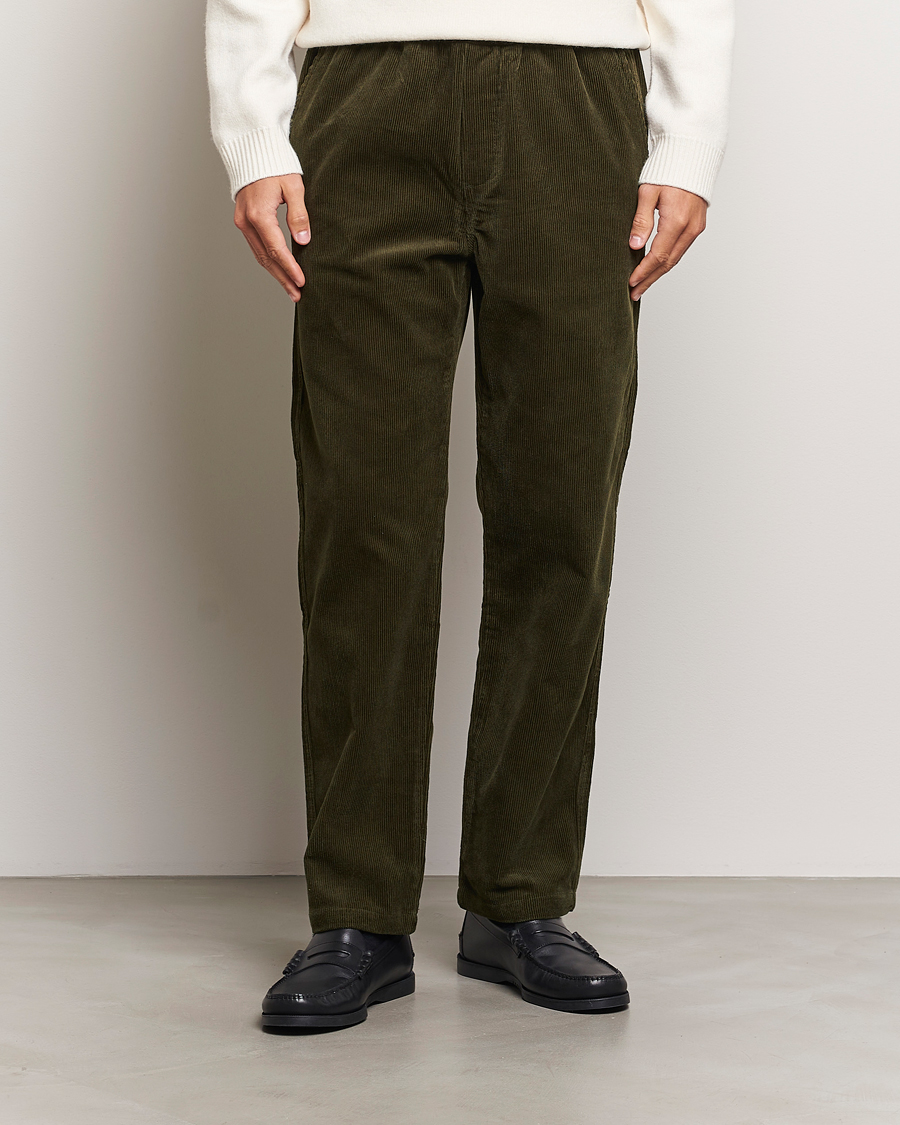 Hombres | Pantalones | Samsøe Samsøe | Jabari Corduroy Drawstring Trousers Forest Night
