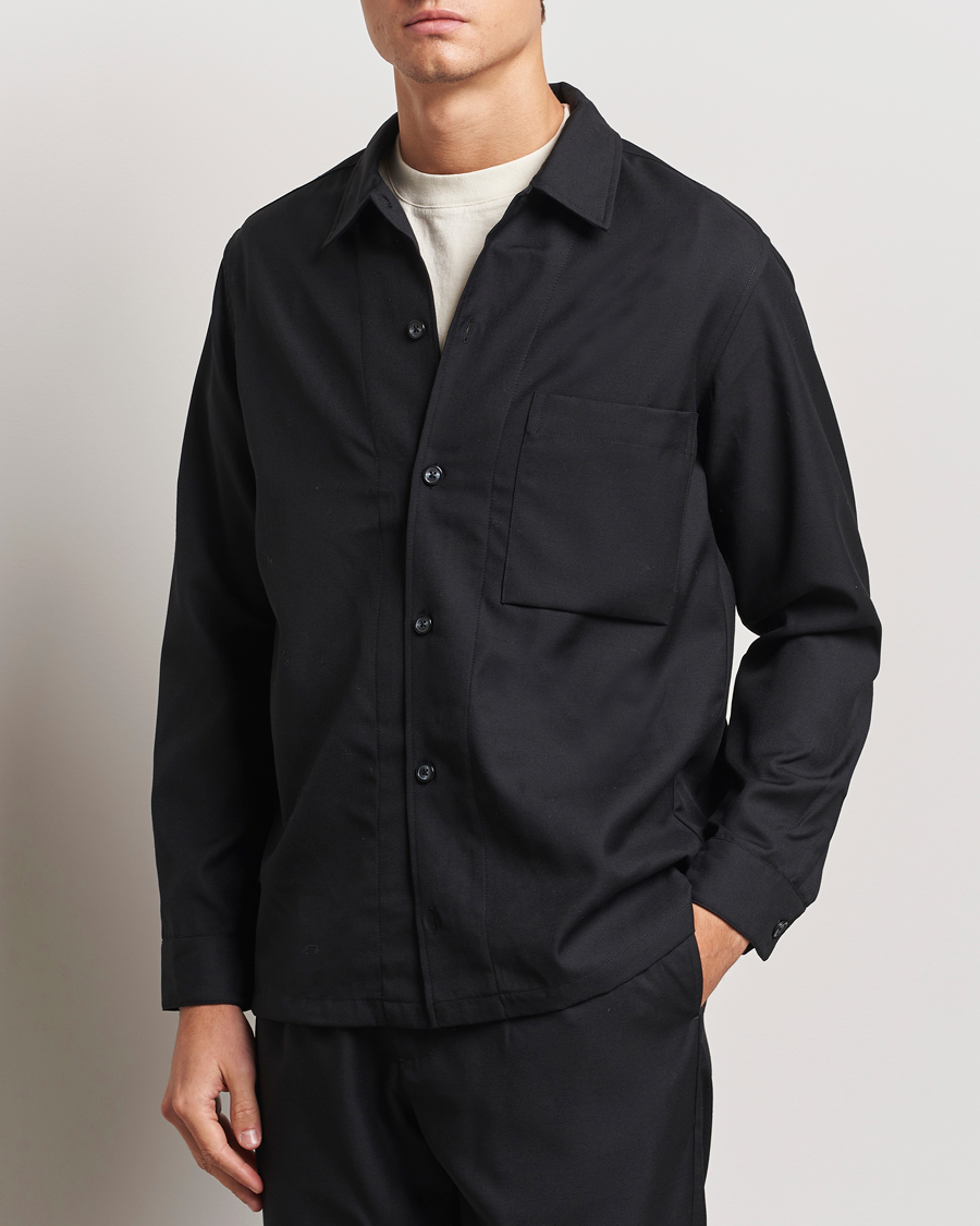 Hombres | Camisas | Samsøe Samsøe | Damon Wool Overshirt Black