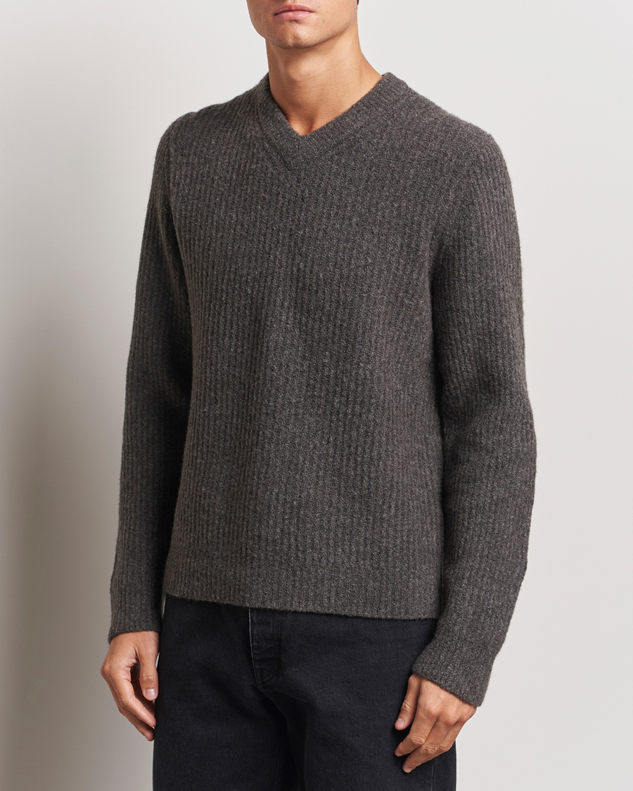 Hombres | Jerséis y prendas de punto | Samsøe Samsøe | Koji Rib Knitted V-Neck Volcanic Ash