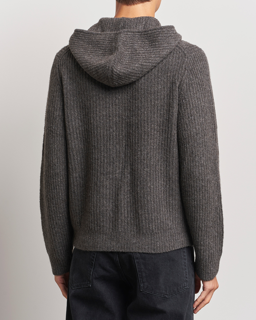 Hombres | Jerséis y prendas de punto | Samsøe Samsøe | Koji Rib Knitted Hooded Full Zip Volcanic Ash