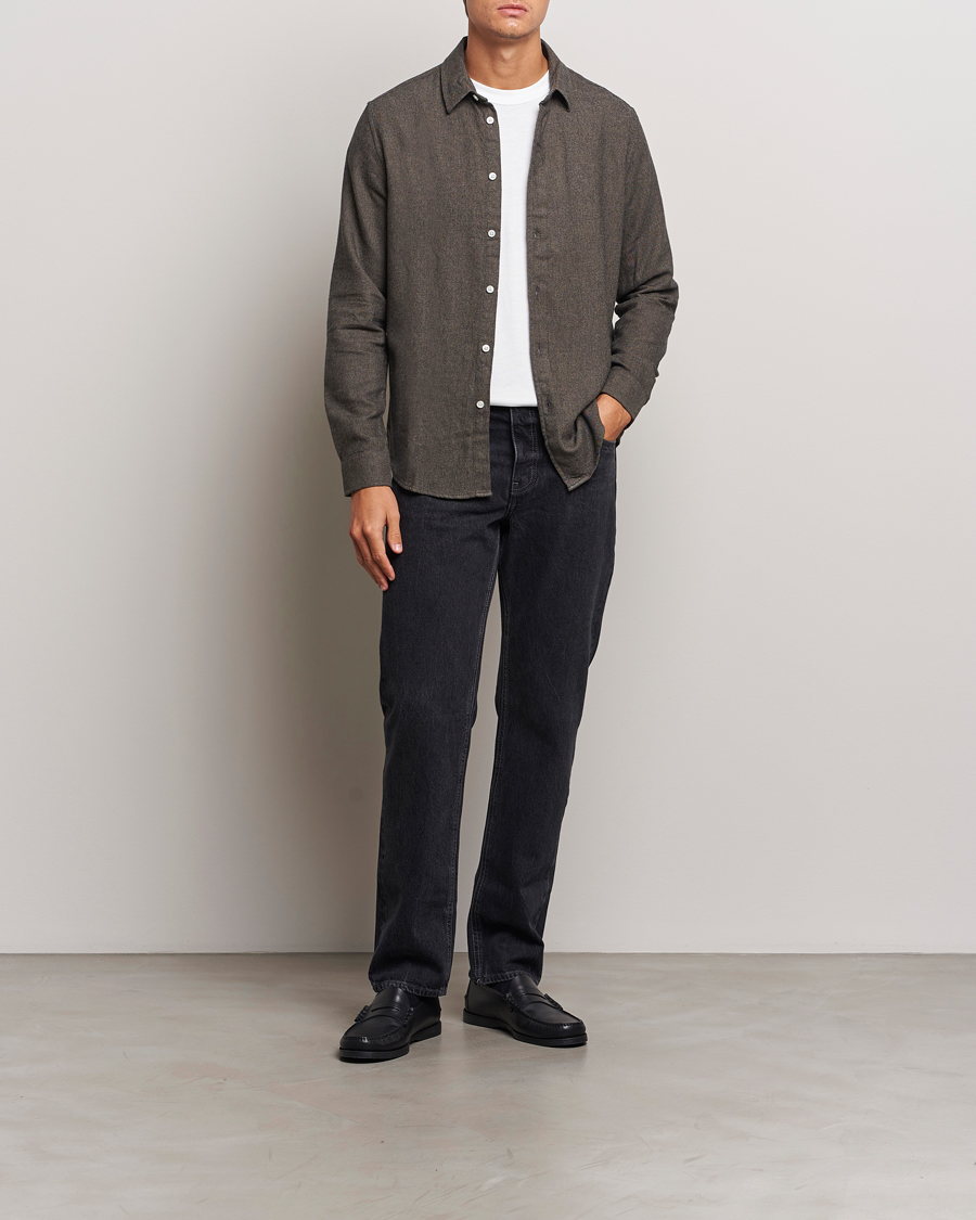 Hombres | Camisas | Samsøe Samsøe | Liam Brushed Flannel Shirt Major Brown Melange