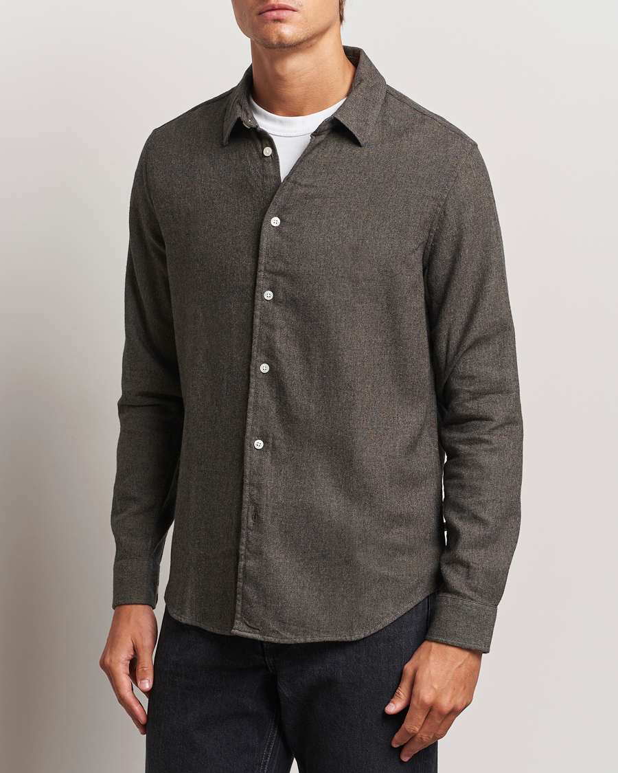 Hombres | Camisas | Samsøe Samsøe | Liam Brushed Flannel Shirt Major Brown Melange