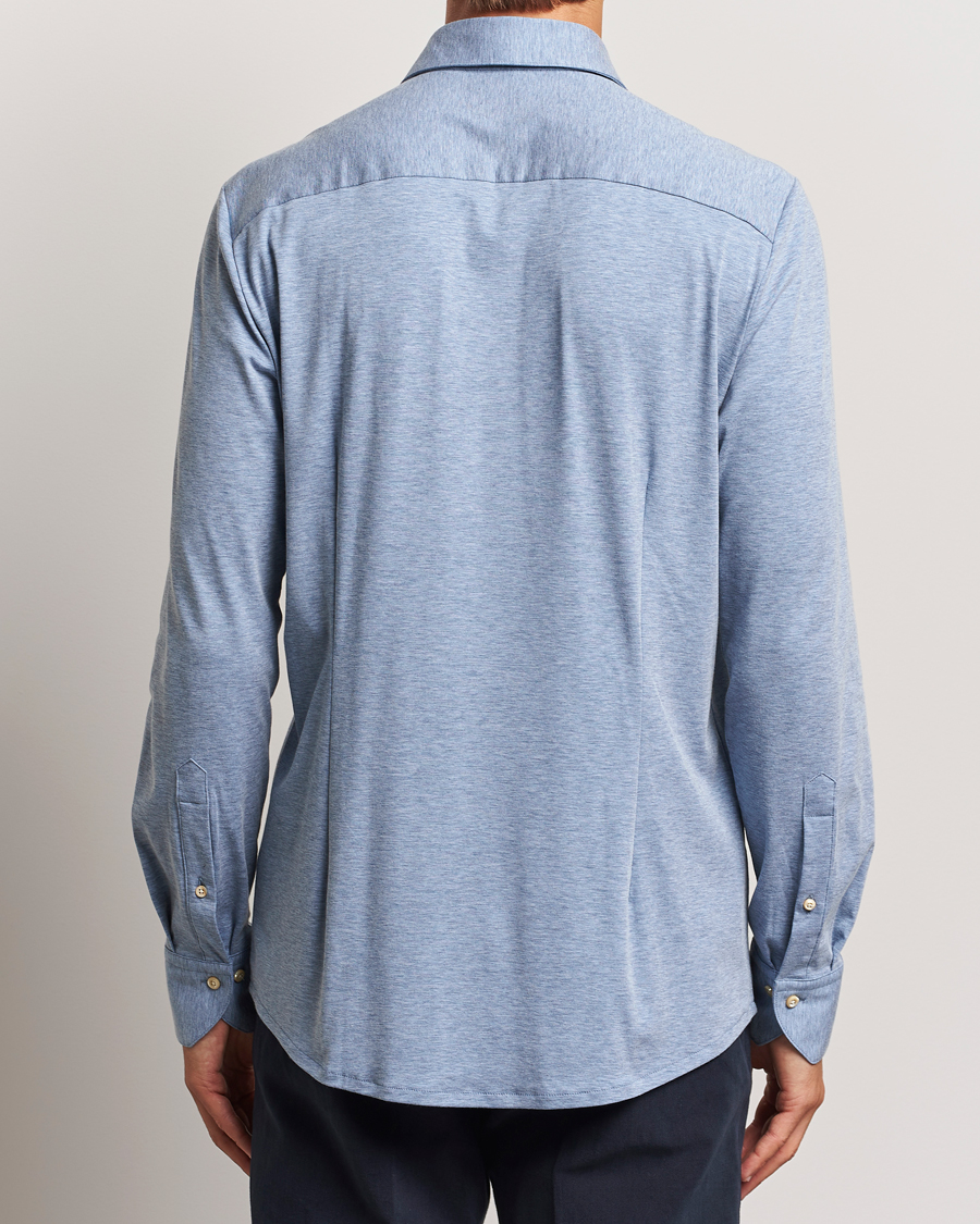 Hombres | Camisas | Stenströms | Slimline 4-Way Stretch Jersey Shirt Blue
