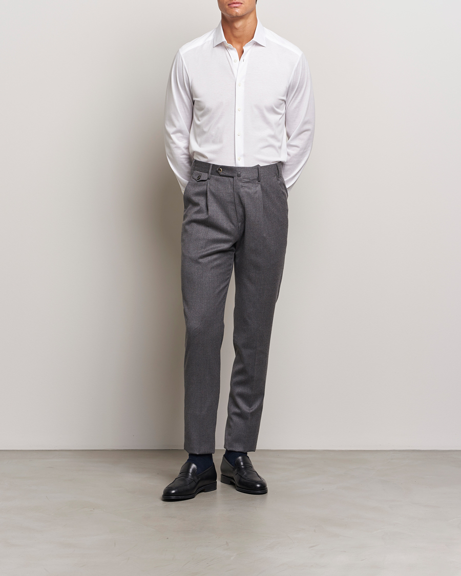 Hombres | Camisas | Stenströms | Slimline Stretch Jersey Shirt White