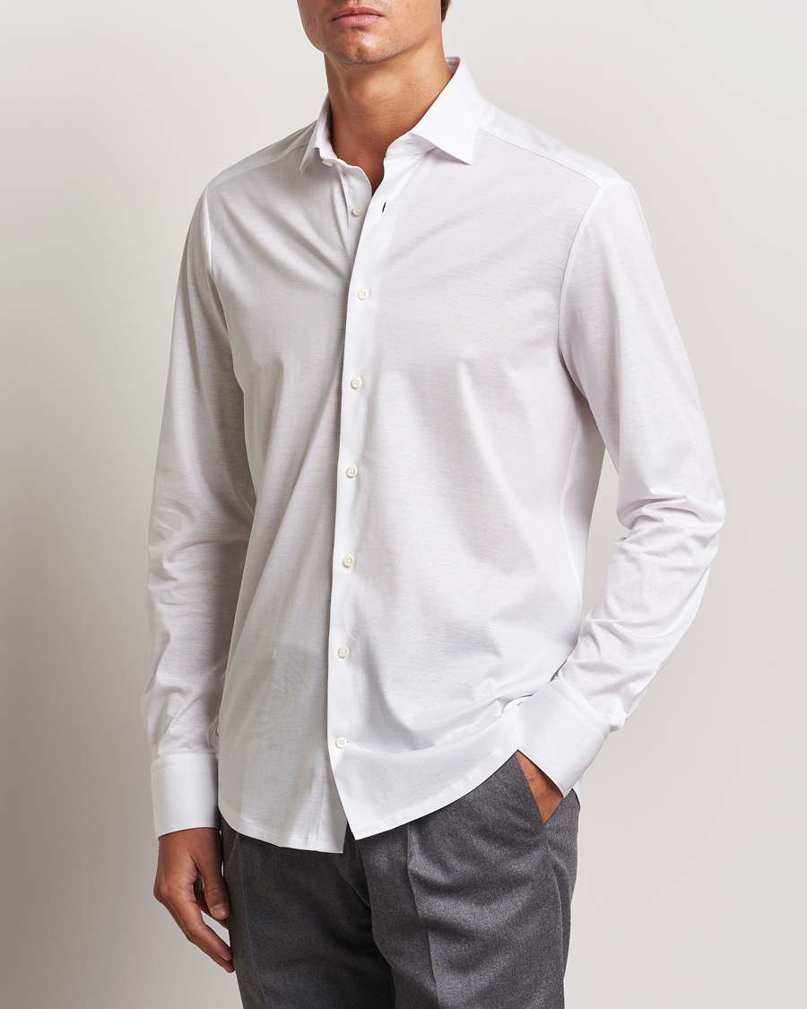 Hombres | Camisas | Stenströms | Slimline Stretch Jersey Shirt White