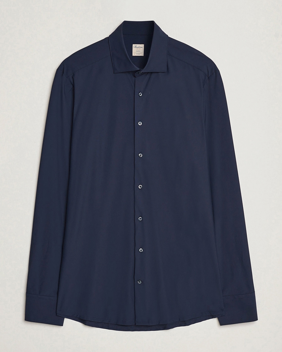 Hombres | Camisas | Stenströms | Slimline Stretch Jersey Shirt Navy