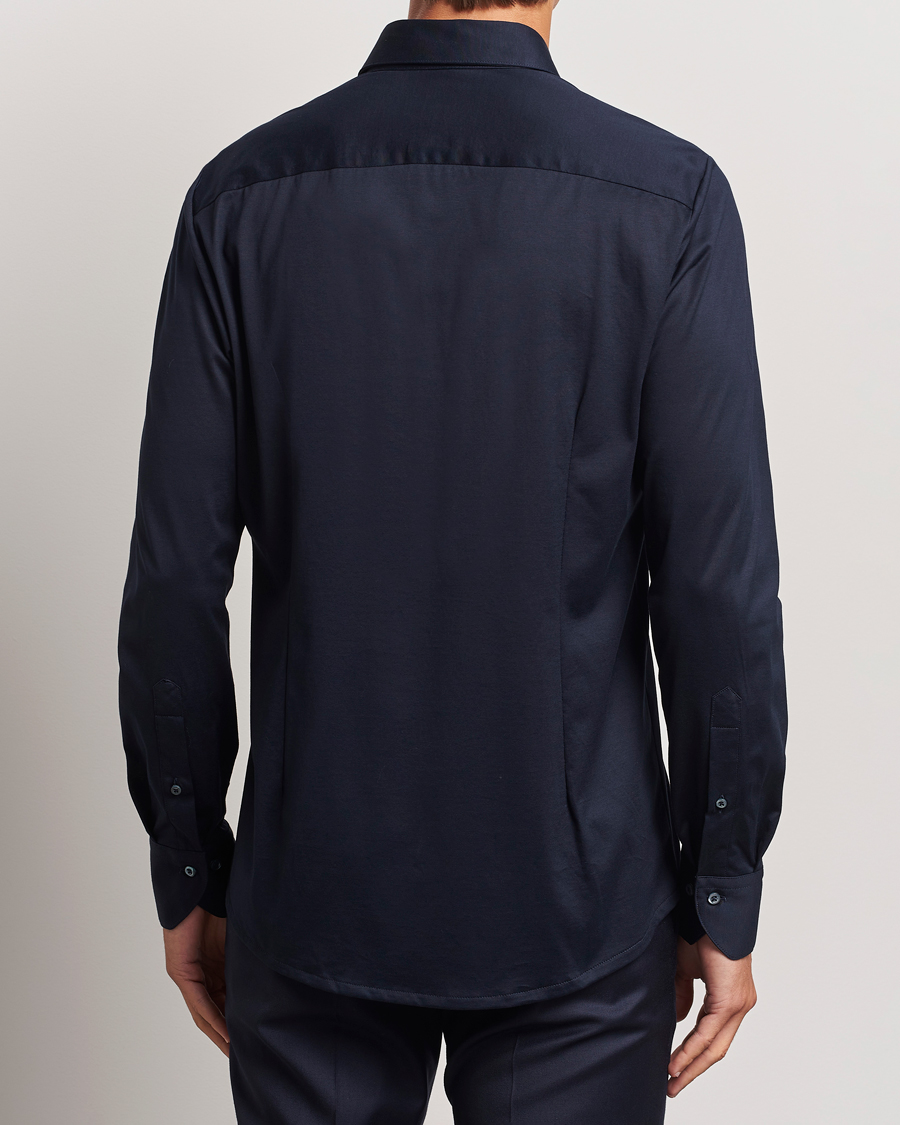 Hombres | Camisas | Stenströms | Slimline Stretch Jersey Shirt Navy