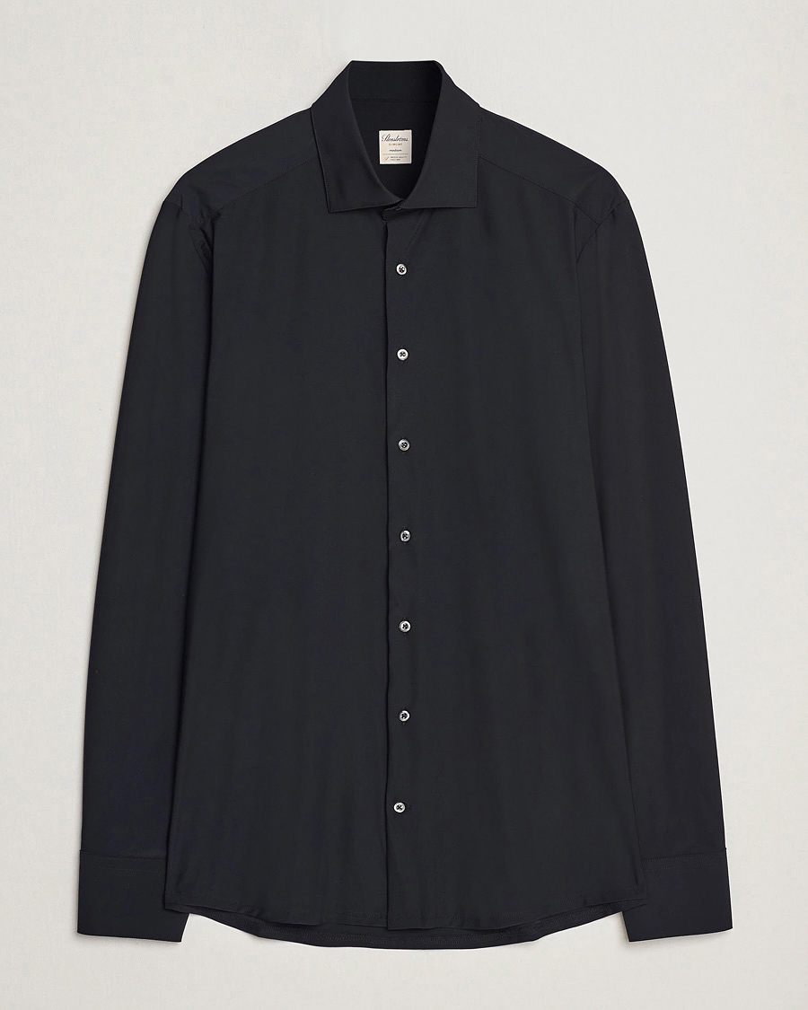 Hombres | Camisas | Stenströms | Slimline Stretch Jersey Shirt Black
