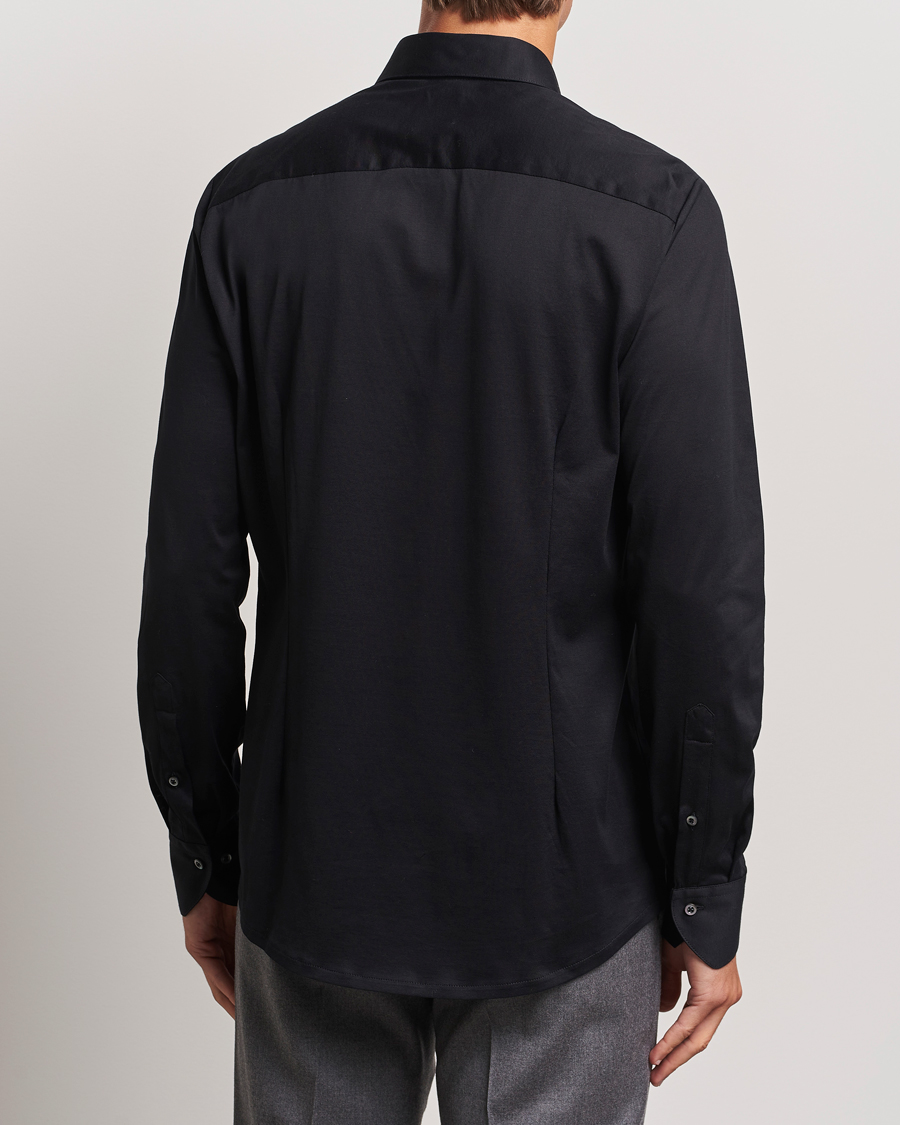 Hombres | Camisas | Stenströms | Slimline Stretch Jersey Shirt Black