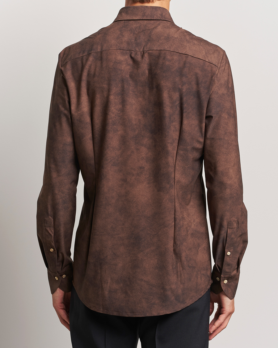 Hombres | Camisas | Stenströms | Slimline 4-Way Stretch Shirt Brown