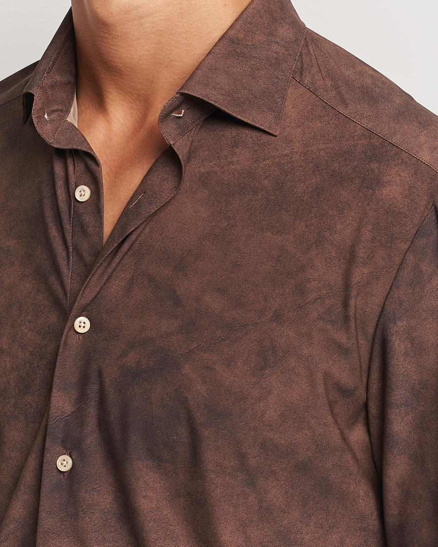 Hombres | Camisas | Stenströms | Slimline 4-Way Stretch Shirt Brown