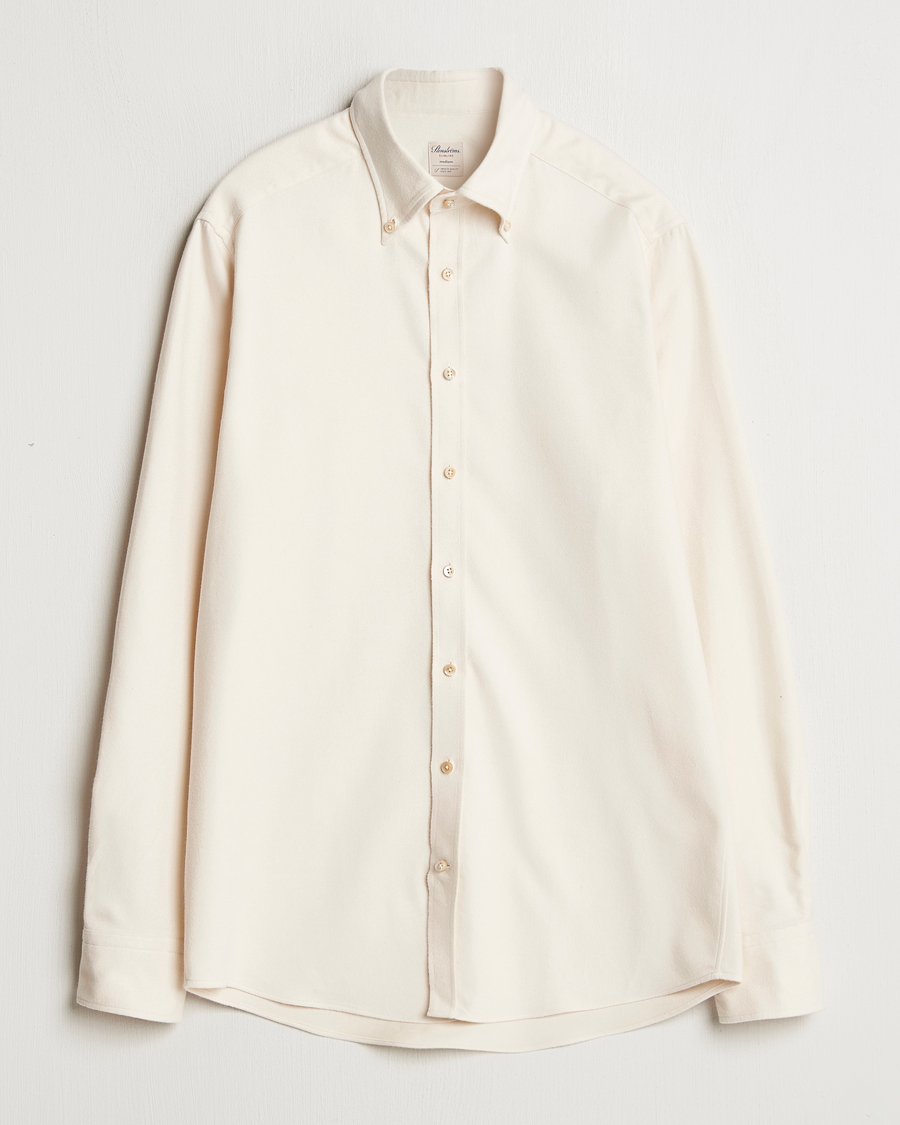 Hombres | Camisas | Stenströms | Slimline Flannel Shirt Beige