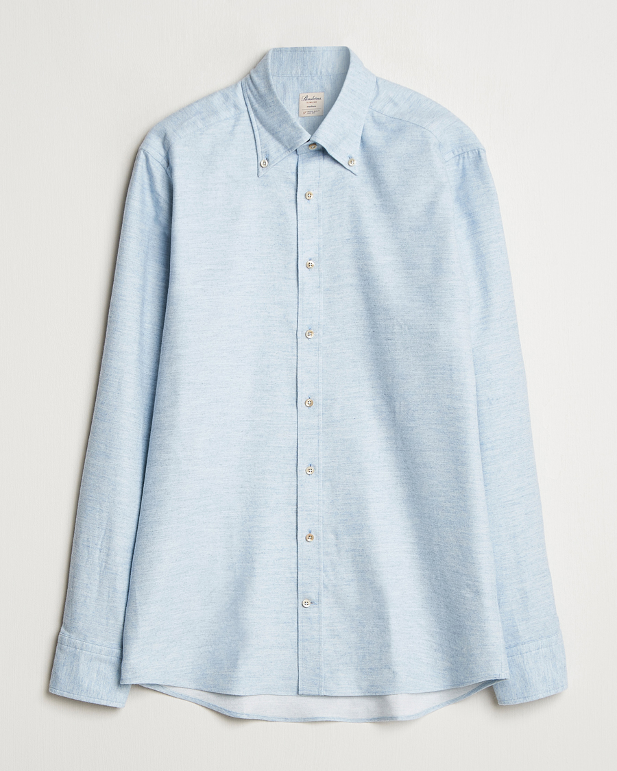 Hombres | Camisas | Stenströms | Slimline Flannel Shirt Light Blue