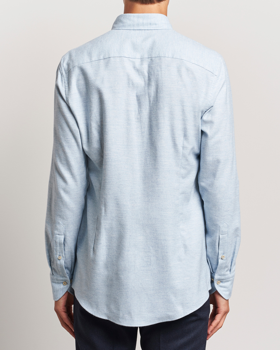 Hombres | Camisas | Stenströms | Slimline Flannel Shirt Light Blue