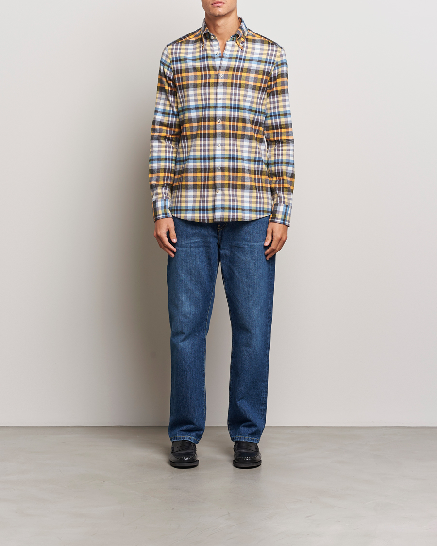 Hombres | Camisas | Stenströms | Slimline Flannel Checked Shirt Multi