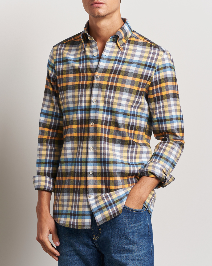 Hombres | Camisas | Stenströms | Slimline Flannel Checked Shirt Multi