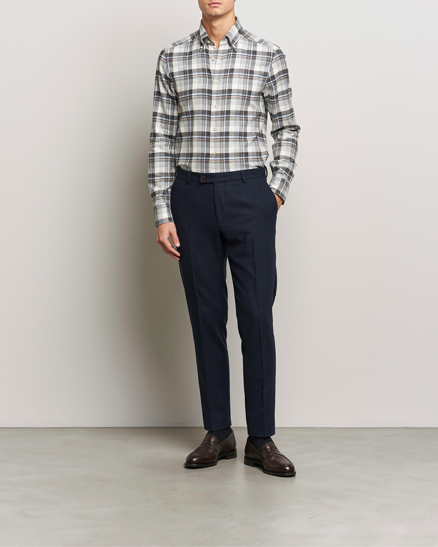 Hombres | Camisas | Stenströms | Slimline Flannel Checked Shirt Multi