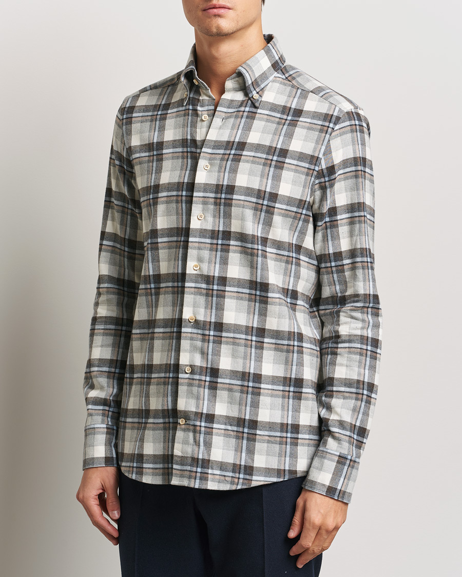 Hombres | Camisas | Stenströms | Slimline Flannel Checked Shirt Multi