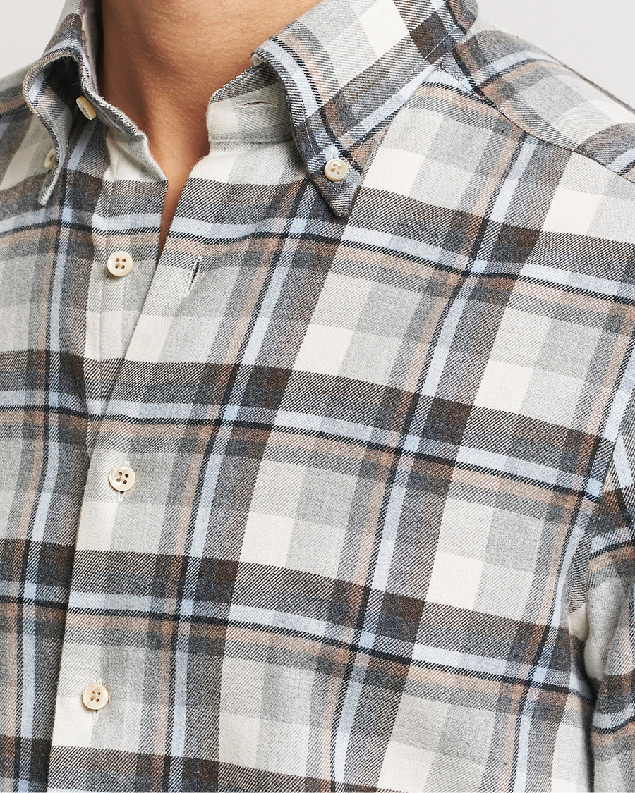 Hombres | Camisas | Stenströms | Slimline Flannel Checked Shirt Multi