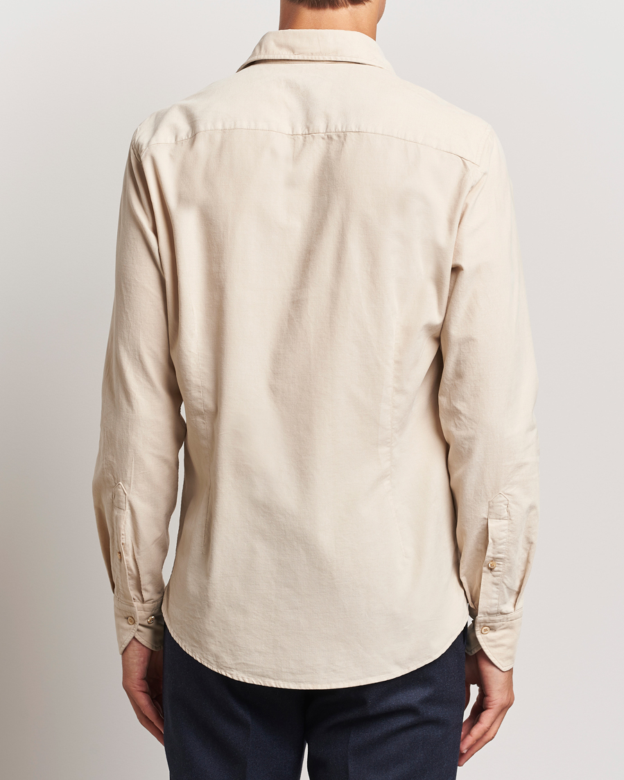 Hombres | Camisas | Stenströms | Slimline Cut Away Cord Shirt Beige