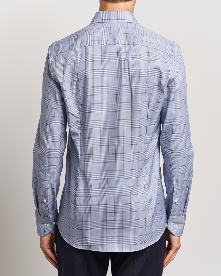 Hombres | Camisas | Stenströms | Slimline Prince of Wales Check Shirt Blue