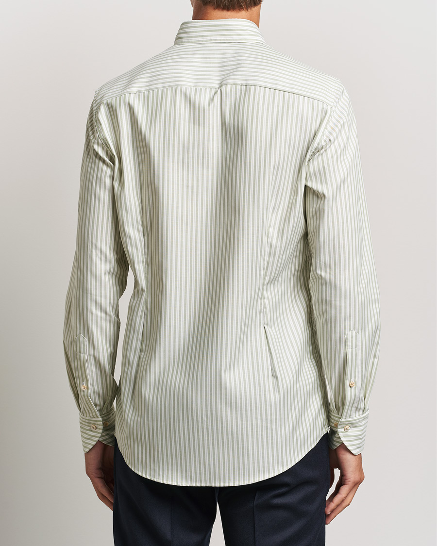 Hombres | Camisas | Stenströms | Slimline Vintage Stripe Oxford Shirt Green
