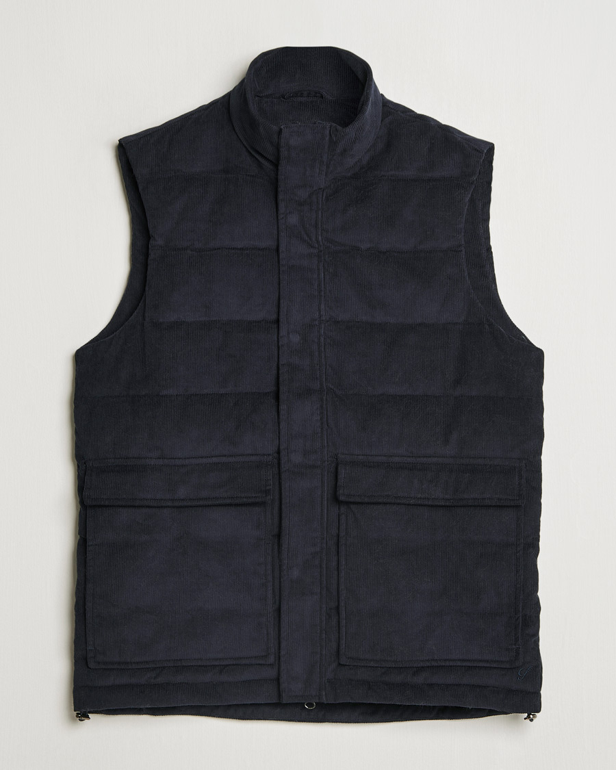 Hombres | Abrigos y chaquetas | Stenströms | Pocket Corduroy Vest Navy