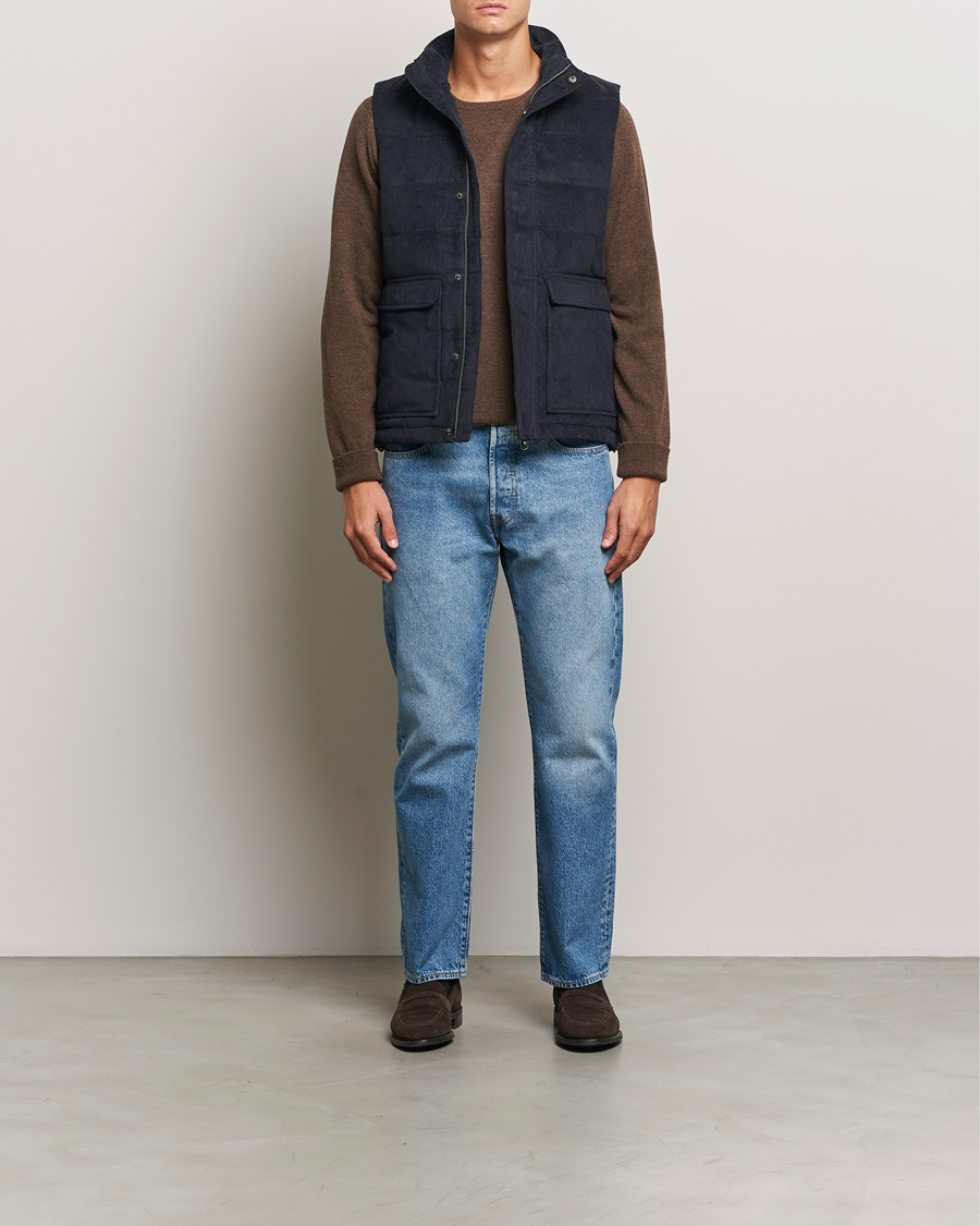 Hombres | Abrigos y chaquetas | Stenströms | Pocket Corduroy Vest Navy
