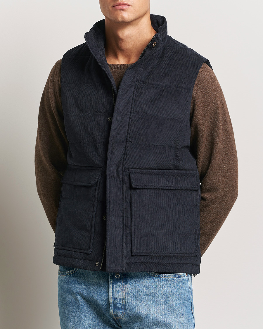 Hombres | Abrigos y chaquetas | Stenströms | Pocket Corduroy Vest Navy